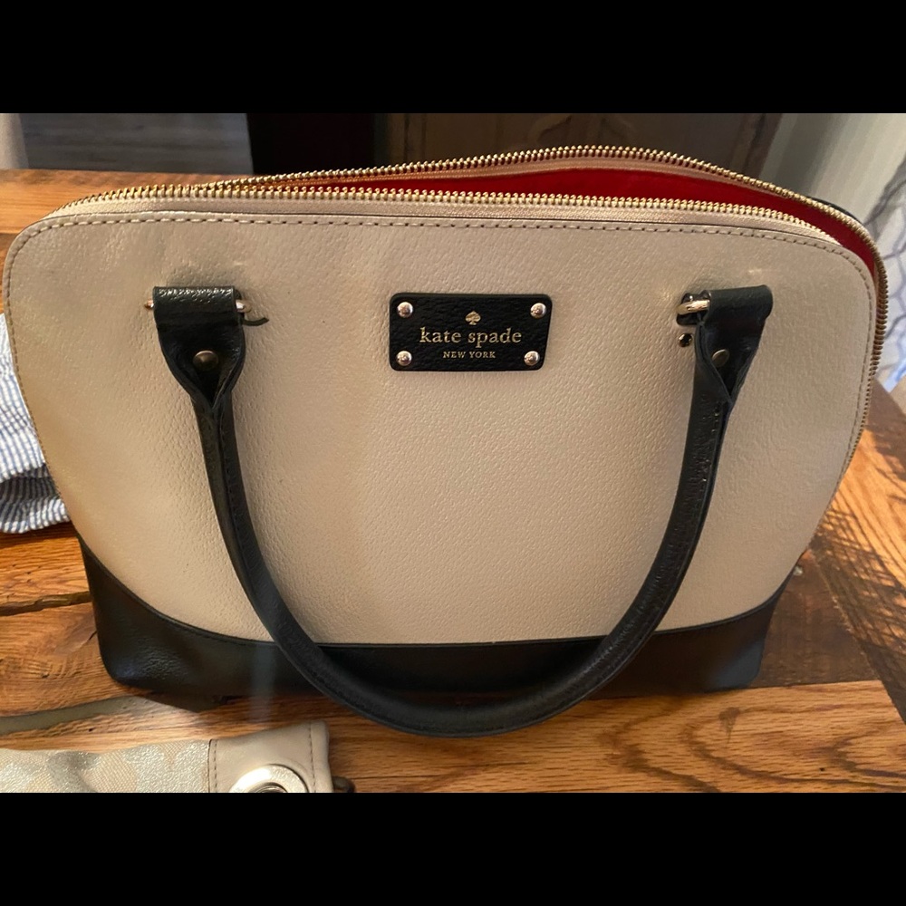 Kate Spade dome black and white large purse or tote